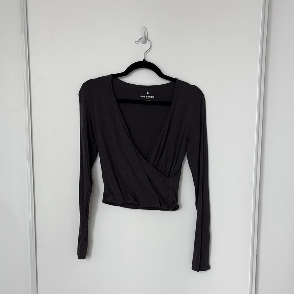 NWOT JOE FRESH Black Wrap Top